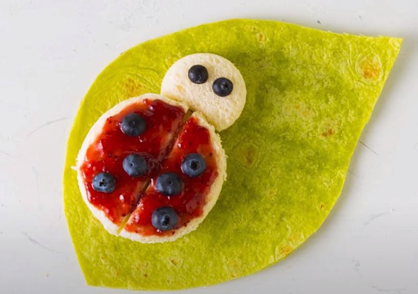 Создание глазом и точек на туловище из черники