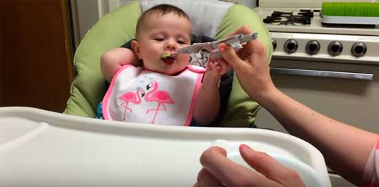 Малыш ест кабачок