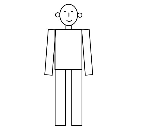 Голова, туловище, шея, руки и ноги, уши, глаза, нос и рот