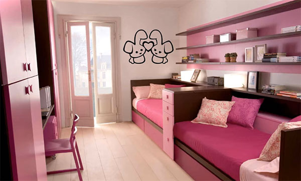 Комната в розовом цвете для двух девочек