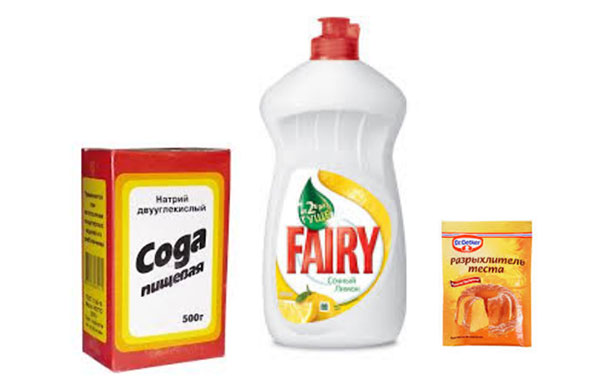 Сода, средство для мытья посуды, разрыхлитель