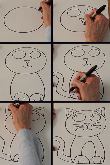 Поэтапный рисунок кота
