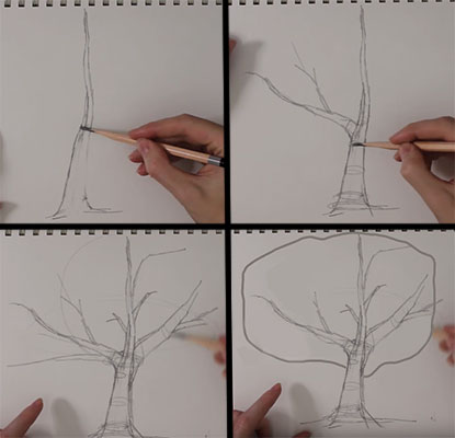 Поэтапный рисунок дерева