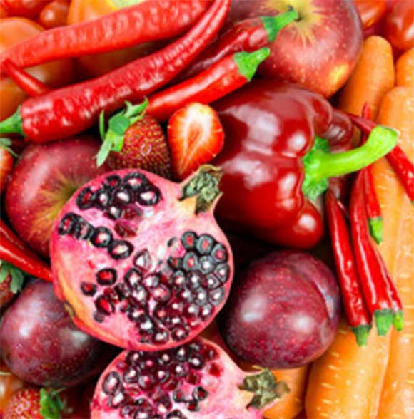 Фотография красных фрукт, овощей и ягод